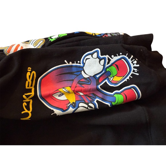 Sonic the Hedgehog Kids Black Graphic Hoodie Shadow Knuckles Size 10/12 SEGA - Picture 5 of 8